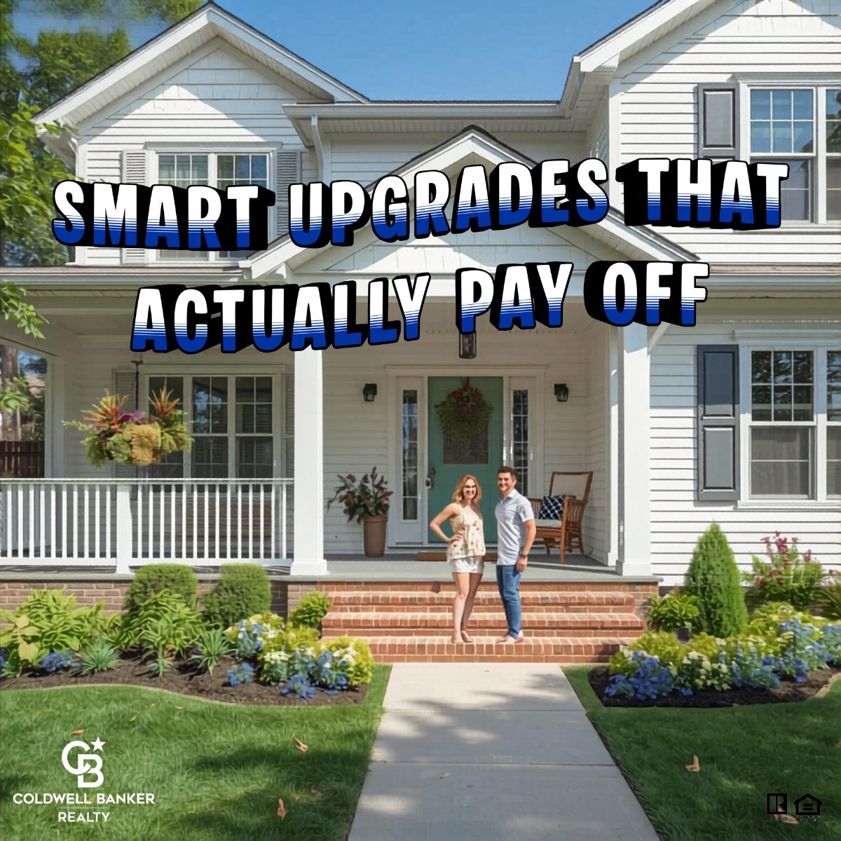 Bright updated suburban home in Cincinnati with fresh landscaping and modern exterior upgrades, showcasing increased home value and curb appeal