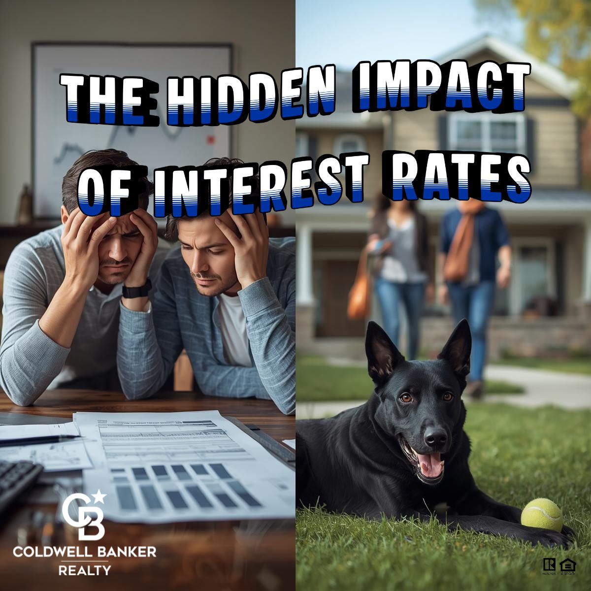 Homebuyers reacting to changing mortgage rates while reviewing finances and touring a home with a real estate agent in Cincinnati.