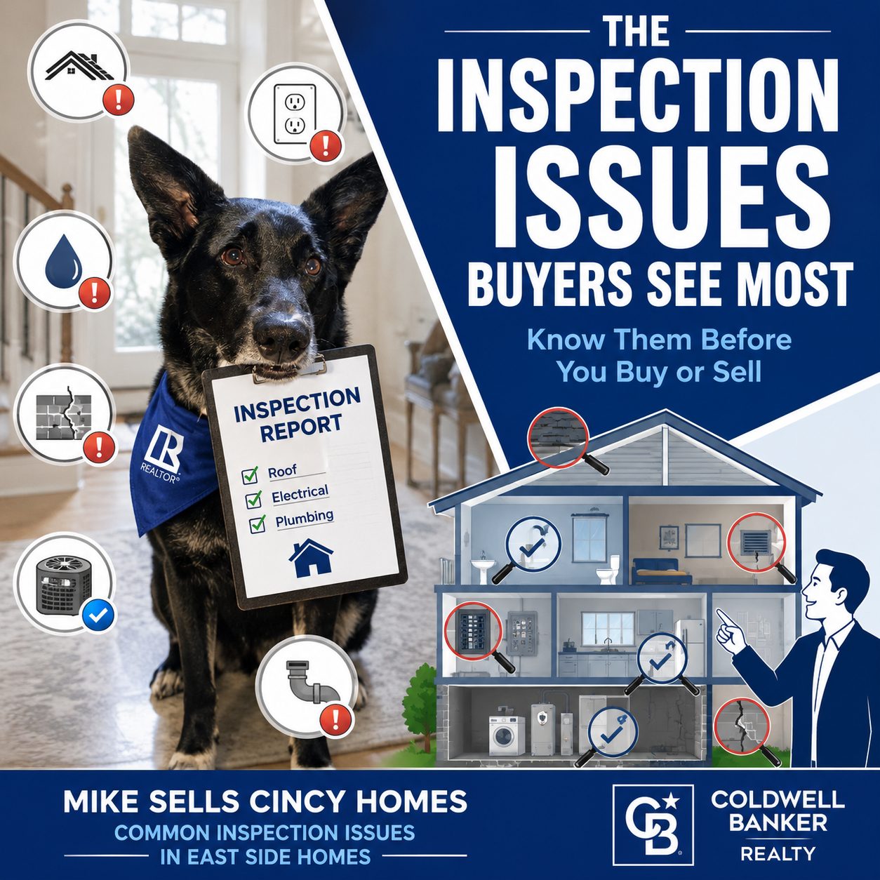 Home inspector reviewing checklist near electrical panel in East Side Cincinnati home