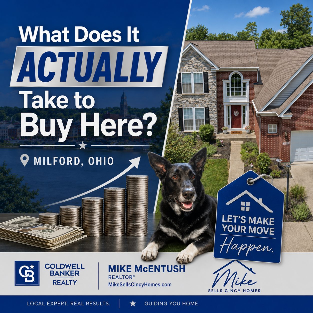 Income needed to buy a home in Milford Ohio infographic