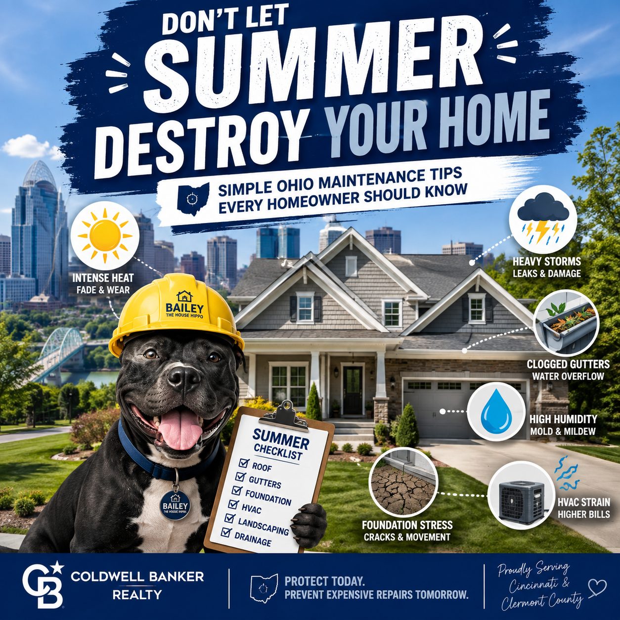 Cincinnati home protected from Ohio summer storm damage with proper maintenance