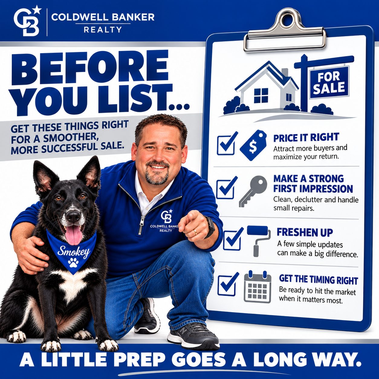 Checklist graphic for Clermont County home sellers preparing to list their house, Coldwell Banker branding